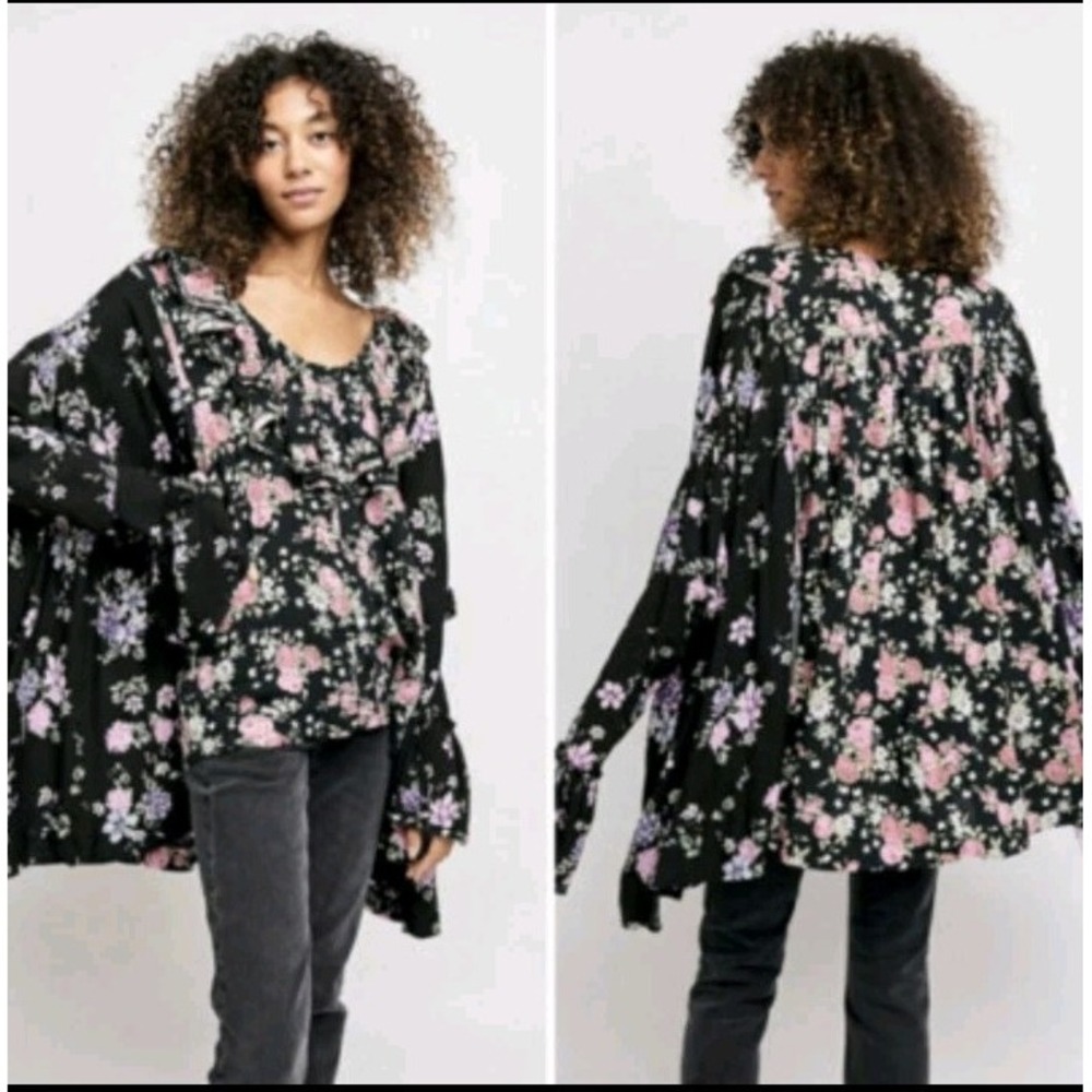 NWT Free People Loretta Floral Print Tunic Size Small Brown Motif Rare Coloring - Picture 15 of 16
